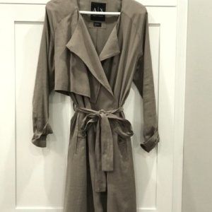 Armani Exchange Long Trench Coat in Beige